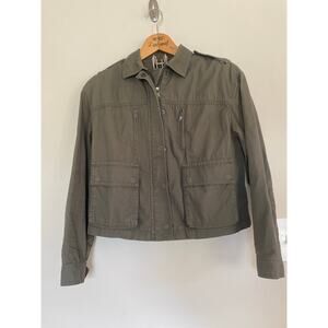 Banana Republic Army Green Zip Up Military Style Utility Jacket Women XS Lightwt